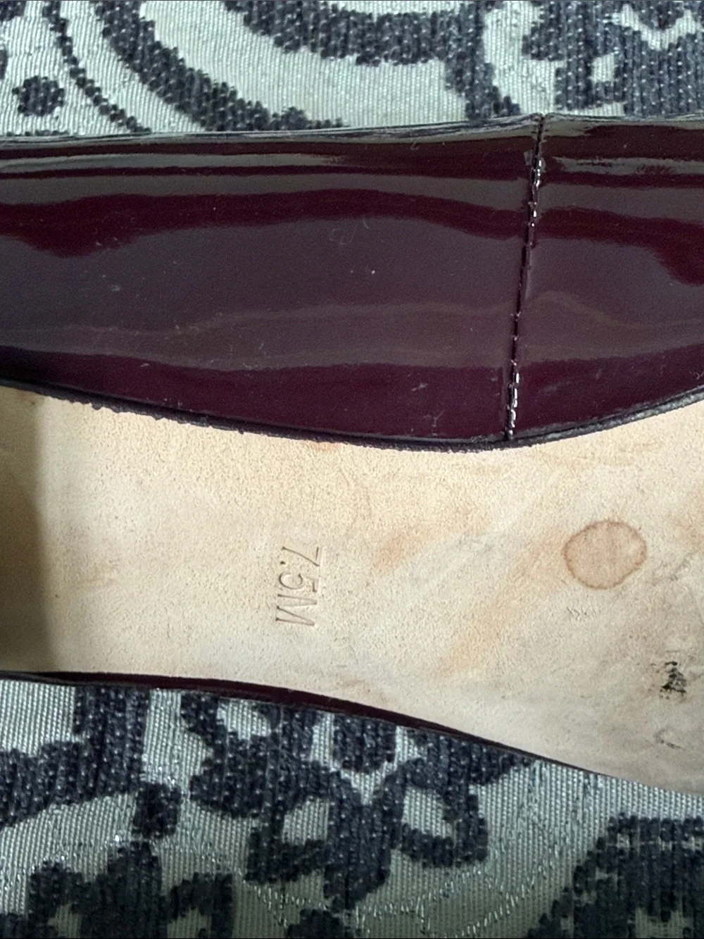 Tory Burch Patent Leather Ballet Flats in Deep Burgundy with Gold Emblem